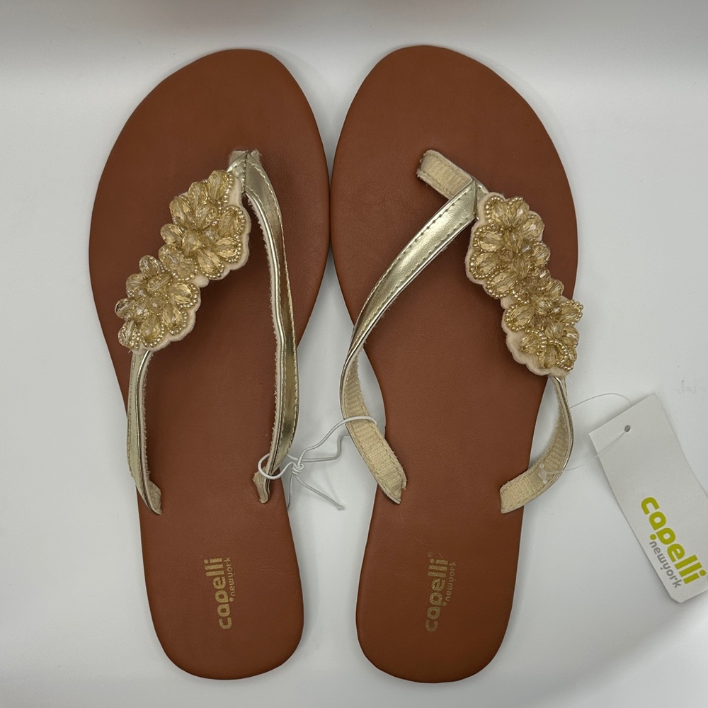 Capelli of New York Gold Floral Sandals